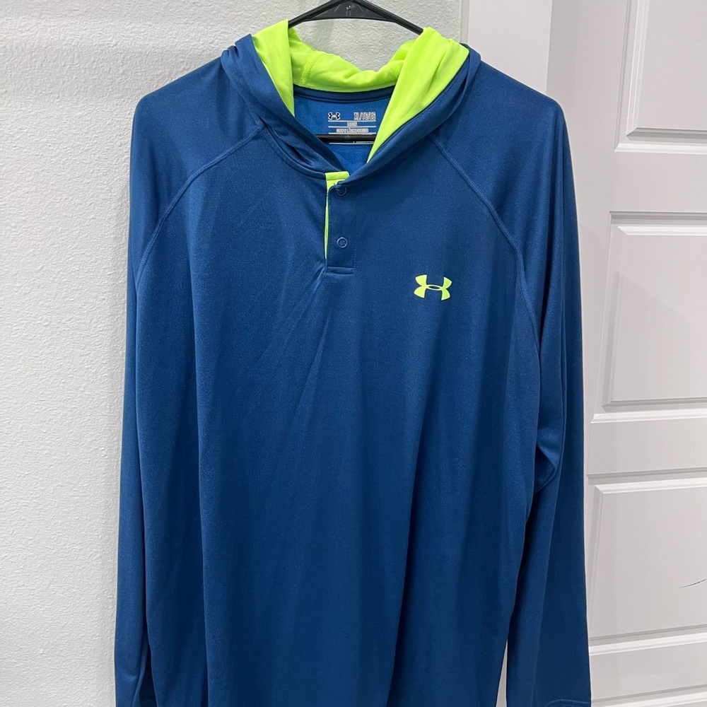 Under Armour Blue Lightweight Hoodie with Neon Accents